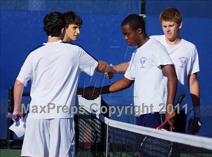 Thumbnail 1 in NYSPHSAA Boys Tennis Championships (Round 1) photogallery.