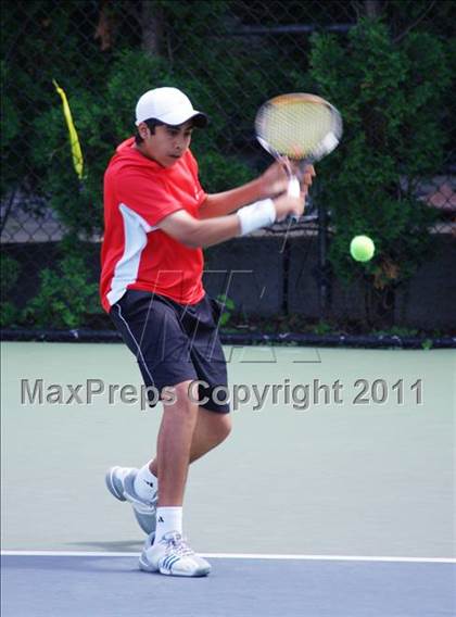 Thumbnail 2 in NYSPHSAA Boys Tennis Championships (Round 1) photogallery.