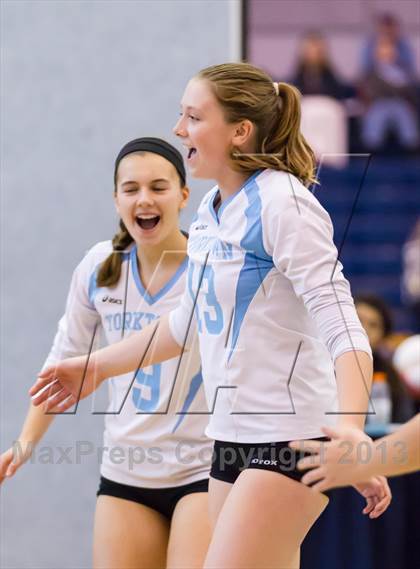 Thumbnail 2 in Yorktown vs Washington-Lee Freshman (Jr. Volleyball Brawl II Final) photogallery.