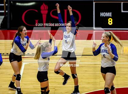 Thumbnail 1 in Beckville vs. Crawford (UIL Volleyball 2A Semi-Finals)  photogallery.