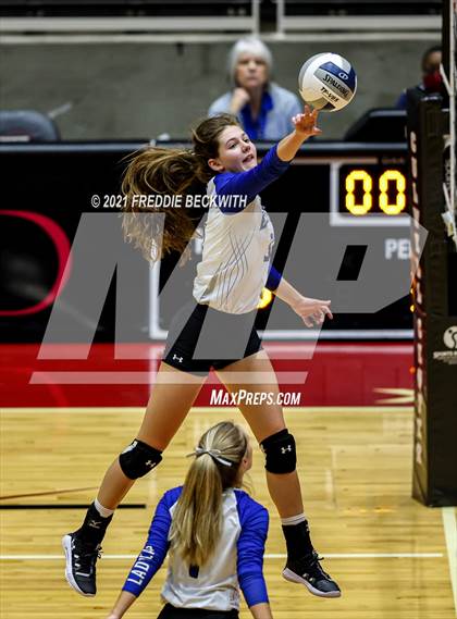 Thumbnail 1 in Beckville vs. Crawford (UIL Volleyball 2A Semi-Finals)  photogallery.