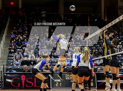 Thumbnail 1 in Beckville vs. Crawford (UIL Volleyball 2A Semi-Finals)  photogallery.