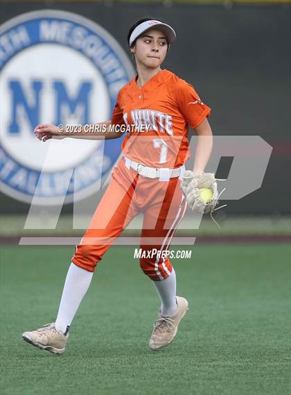 Thumbnail 1 in White @ Poteet (UIL 5A Softball Region II Bi-District) photogallery.
