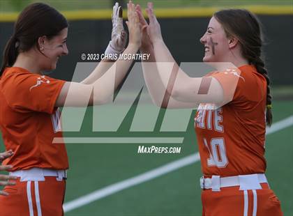 Thumbnail 1 in White @ Poteet (UIL 5A Softball Region II Bi-District) photogallery.