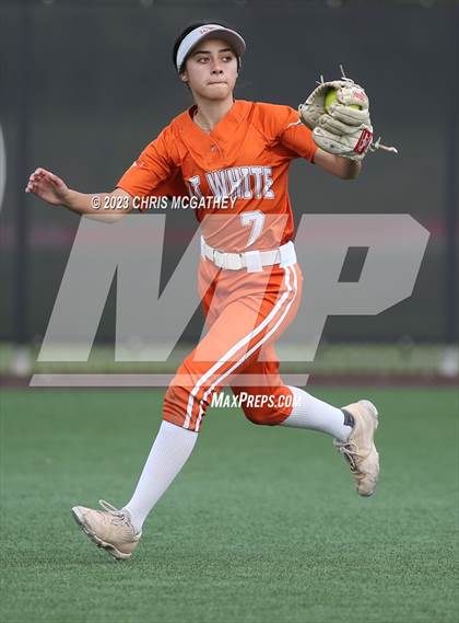 Thumbnail 2 in White @ Poteet (UIL 5A Softball Region II Bi-District) photogallery.