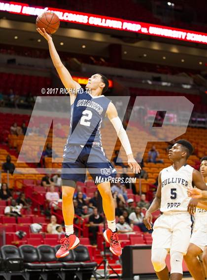 Thumbnail 1 in Gulliver Prep vs. University (HoopHall Miami Invitational) photogallery.