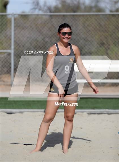 Thumbnail 2 in Xavier College Prep vs. Salpointe Catholic (CatBox Classic Beach Invitational) photogallery.