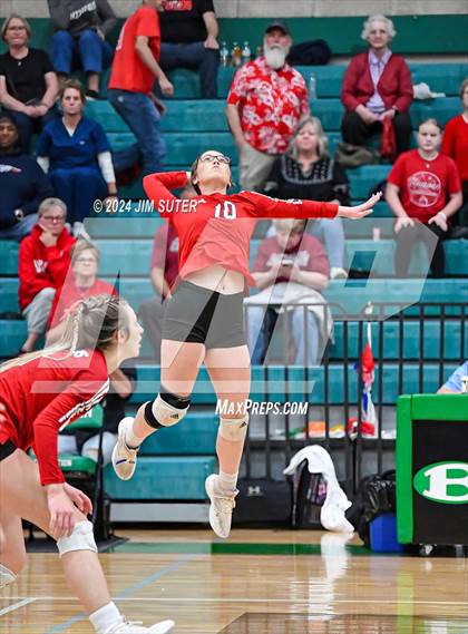Thumbnail 3 in Round Top-Carmine vs Richards (UIL Volleyball 1A Region III Final) photogallery.