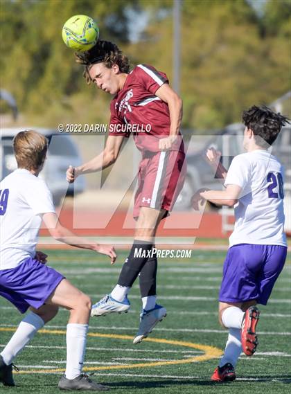 Thumbnail 1 in Arizona College Prep vs. Red Mountain (Coyote Classic Soccer Tournament) photogallery.
