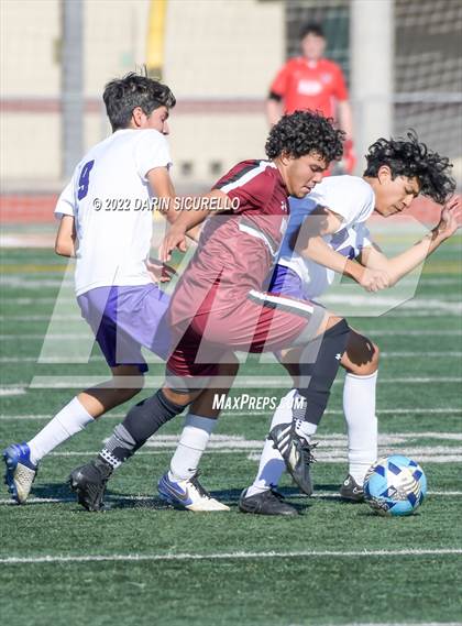 Thumbnail 3 in Arizona College Prep vs. Red Mountain (Coyote Classic Soccer Tournament) photogallery.