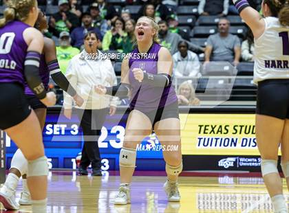 Thumbnail 3 in Blum vs. Harrold (UIL 1A Volleyball Final) photogallery.