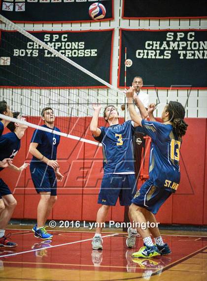 Thumbnail 3 in St. Mark's vs Texas Homeschool Volleyball photogallery.