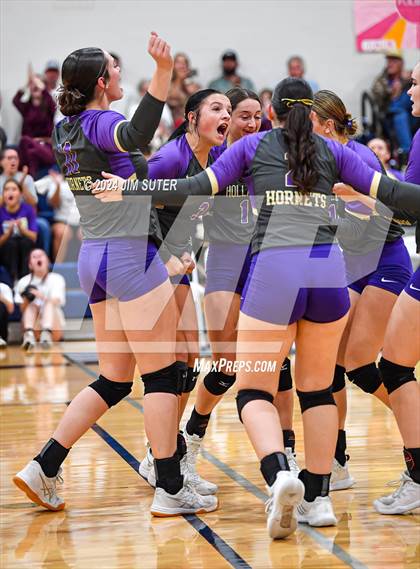 Thumbnail 2 in Schulenburg vs Holland (UIL Volleyball 2A D1 Area) photogallery.