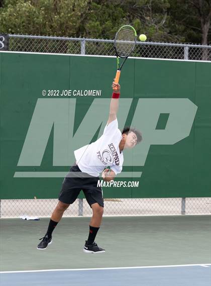 Thumbnail 1 in Fort Bend Kempner vs McAllen Memorial (UIL 5A Boys Singles Tennis State Semifinal) photogallery.