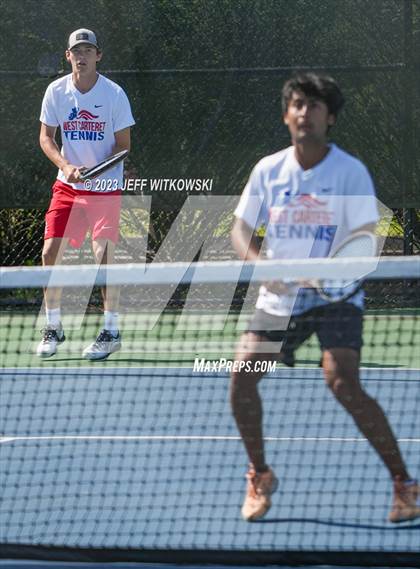 Thumbnail 2 in NCHSAA 3A Doubles Tennis State Championship photogallery.