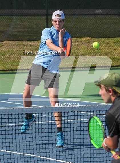 Thumbnail 1 in NCHSAA 3A Doubles Tennis State Championship photogallery.