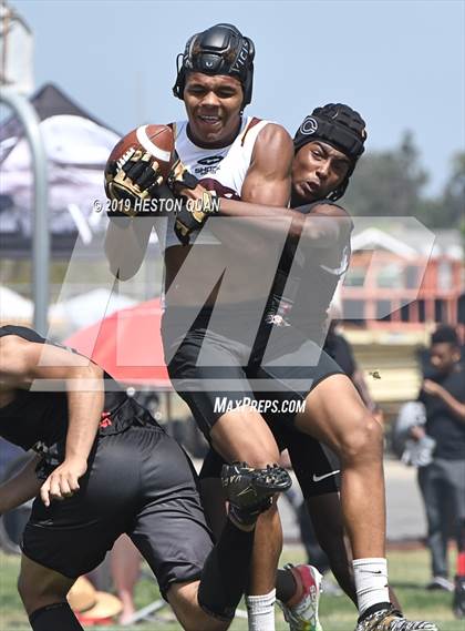 Thumbnail 2 in JSerra Catholic vs Centennial (Battle at the Beach 7x7) photogallery.