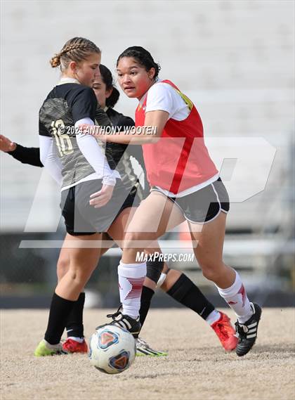 Thumbnail 2 in Gray's Creek vs Hoke County (Kicking for Cancer Girls Soccer Jamboree) photogallery.