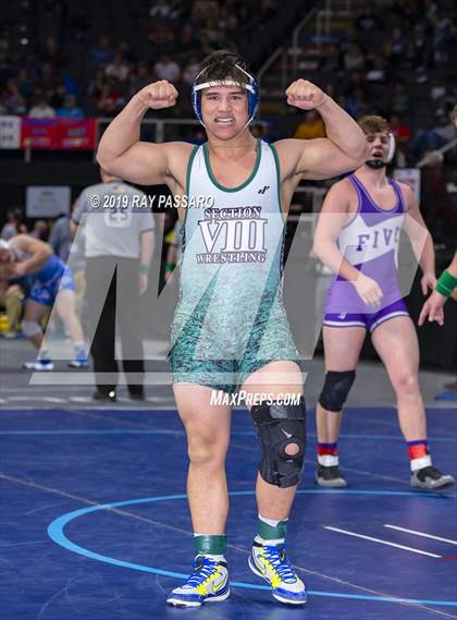 Thumbnail 1 in NYSPHSAA D1 Wrestling Championships (Semifinals - 182- 285 lbs) photogallery.
