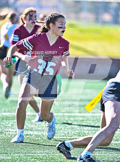 Thumbnail 1 in 4A Flag Football Semifinal The Classical Academy vs Green Mountain photogallery.