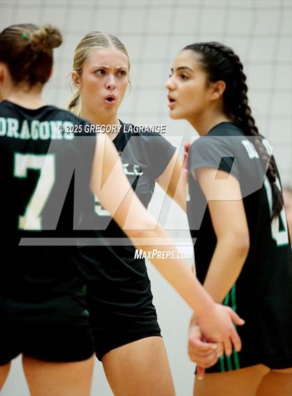 Thumbnail 1 in Tomball vs Southlake Carroll (UIL 6A Volleyball State Semifinals Division 2) photogallery.