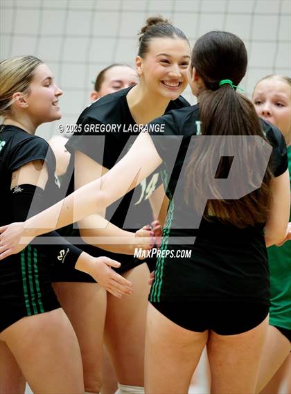 Thumbnail 1 in Tomball vs Southlake Carroll (UIL 6A Volleyball State Semifinals Division 2) photogallery.