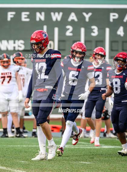 Thumbnail 2 in Newton North vs. Brookline (High School Football at Fenway) photogallery.
