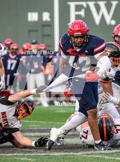 Thumbnail 2 in Newton North vs. Brookline (High School Football at Fenway) photogallery.