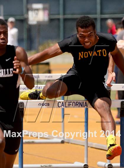 Thumbnail 1 in CIF NCS Masters Track and Field (Boys 110 Meter Hurdles Prelims and Finals) photogallery.