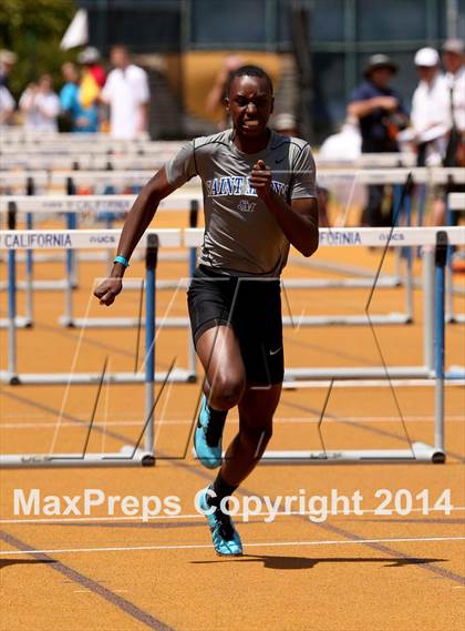 Thumbnail 3 in CIF NCS Masters Track and Field (Boys 110 Meter Hurdles Prelims and Finals) photogallery.