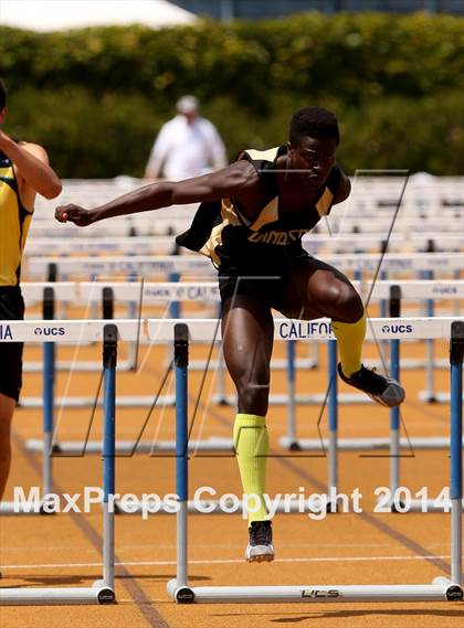 Thumbnail 2 in CIF NCS Masters Track and Field (Boys 110 Meter Hurdles Prelims and Finals) photogallery.