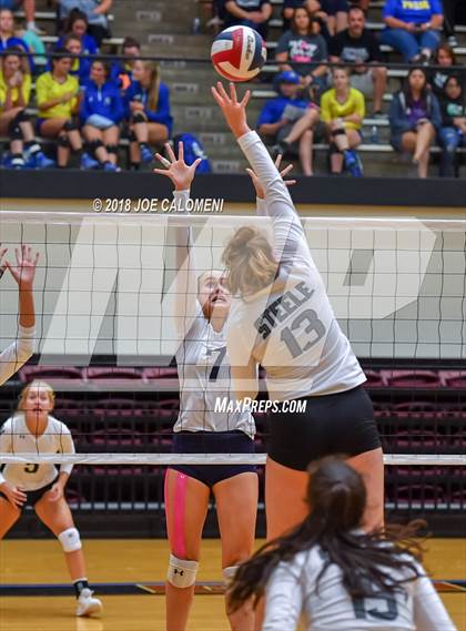 Thumbnail 2 in Smithson Valley vs Steele (NEISD Volleyball Tournament) photogallery.