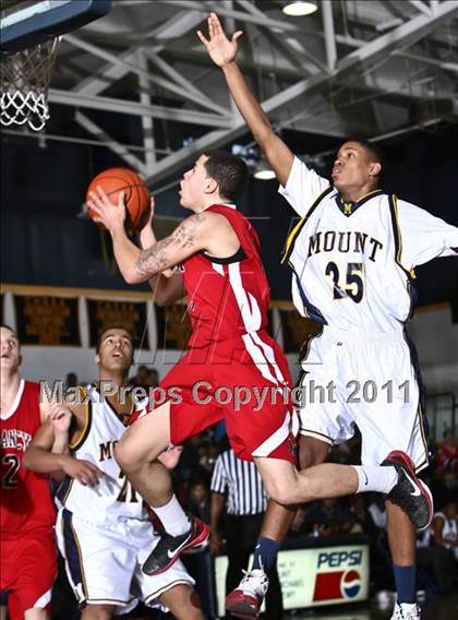 Thumbnail 2 in Monsignor McClancy vs. Mt. St. Michael Academy (CHSAA Class A Quarterfinal) photogallery.