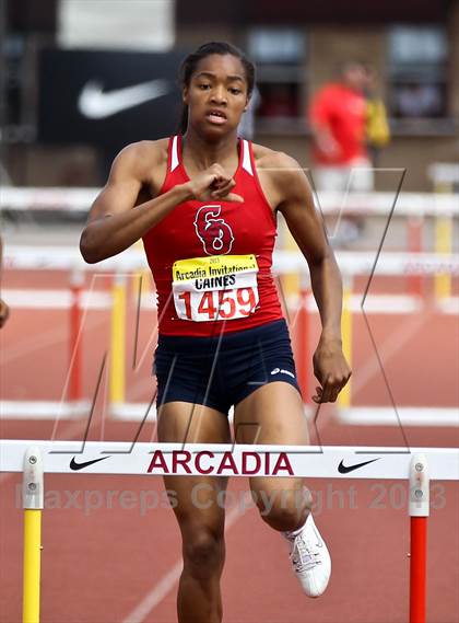 Thumbnail 3 in Arcadia Invitational (300 M Hurdles) photogallery.
