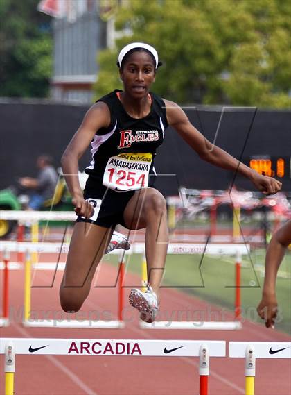 Thumbnail 3 in Arcadia Invitational (300 M Hurdles) photogallery.