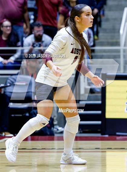 Thumbnail 1 in Austin High vs. Southlake Carrol (UIL 6A D2 Volleyball Final) photogallery.