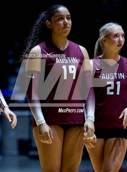 Thumbnail 1 in Austin High vs. Southlake Carrol (UIL 6A D2 Volleyball Final) photogallery.