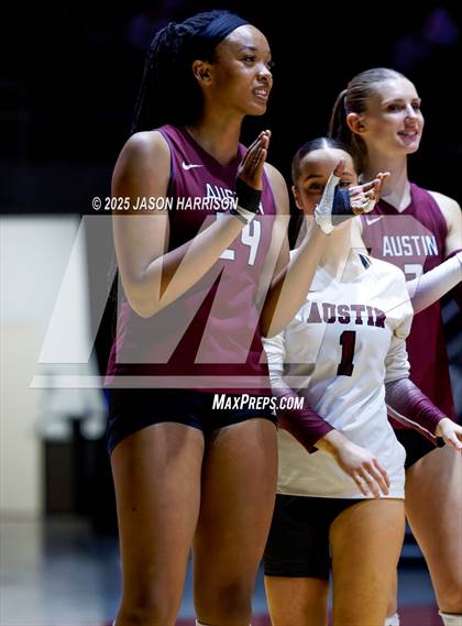 Thumbnail 1 in Austin High vs. Southlake Carrol (UIL 6A D2 Volleyball Final) photogallery.