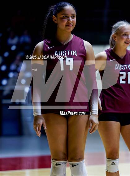 Thumbnail 1 in Austin High vs. Southlake Carrol (UIL 6A D2 Volleyball Final) photogallery.