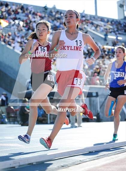 Thumbnail 1 in CIF State Track and Field Championships (Girls 1600m Prelims) photogallery.