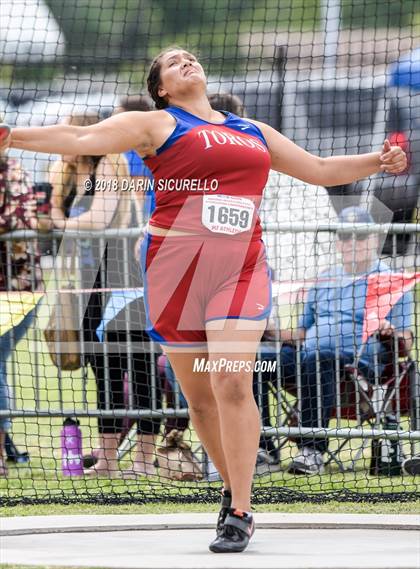 Thumbnail 2 in AIA Track & Field Preliminaries (Girls Discus D1/D2) photogallery.