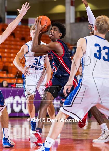 Thumbnail 3 in Nolan Catholic vs. Fort Worth Country Day (DFW Basketball Challenge) photogallery.