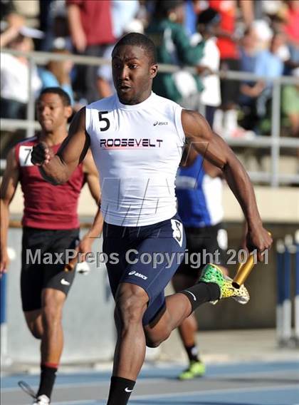 Thumbnail 1 in CIF SS Masters Track & Field Championships (Boys 4x100  Relay) photogallery.