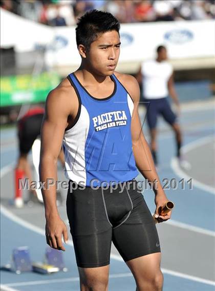 Thumbnail 1 in CIF SS Masters Track & Field Championships (Boys 4x100  Relay) photogallery.