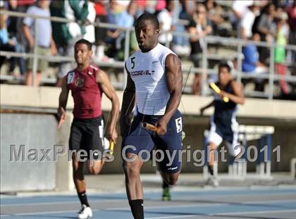 Thumbnail 1 in CIF SS Masters Track & Field Championships (Boys 4x100  Relay) photogallery.