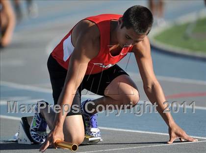 Thumbnail 1 in CIF SS Masters Track & Field Championships (Boys 4x100  Relay) photogallery.
