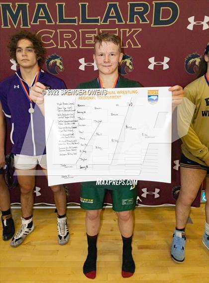 Thumbnail 2 in NCHSAA 4A West Wrestling Regional Championship Awards photogallery.
