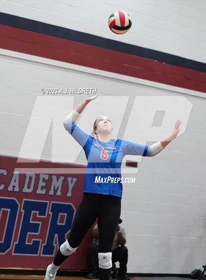 Thumbnail 1 in St. Teresa's Academy vs Bishop Miege (St James Volleyball Slam) photogallery.