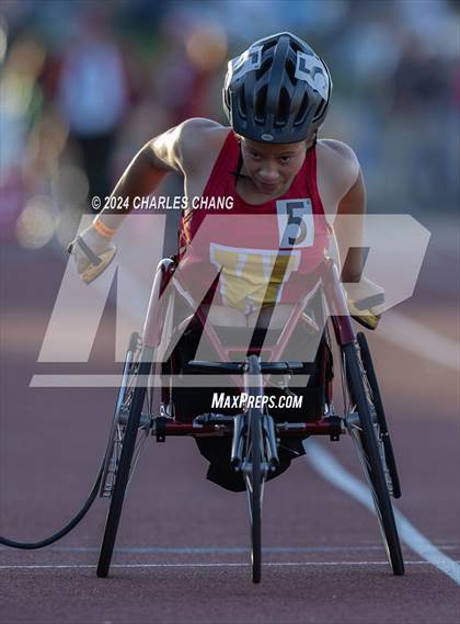 Thumbnail 1 in CIF State Championships (100m Mixed Wheelchair Para Finals) photogallery.