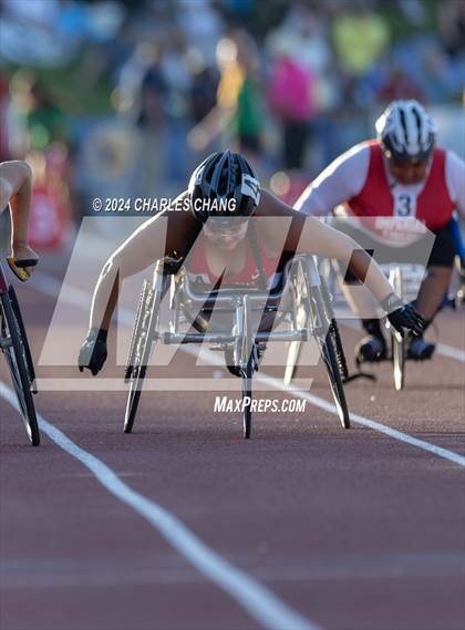 Thumbnail 1 in CIF State Championships (100m Mixed Wheelchair Para Finals) photogallery.